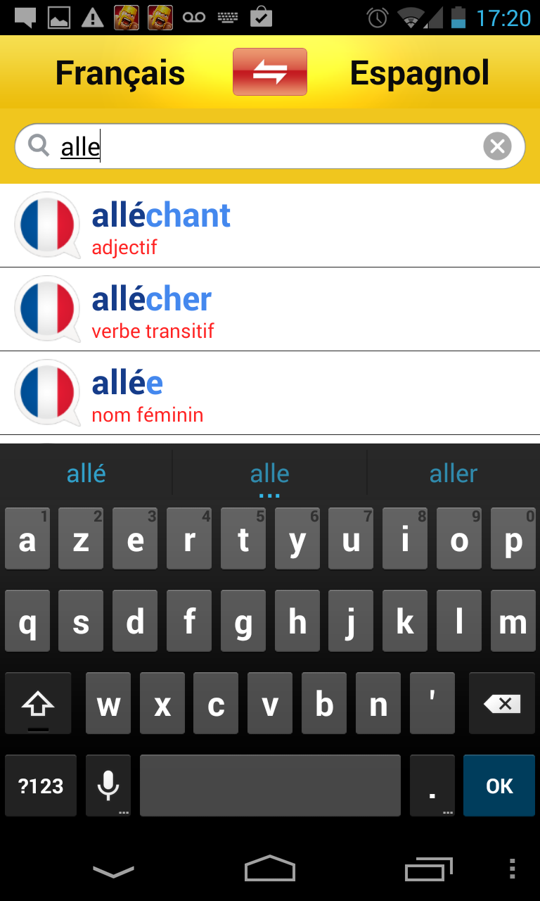 Dictionnaire espagnol-français Screen 2