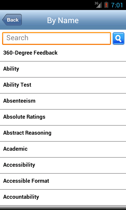 Human Resource Glossary Screen 3