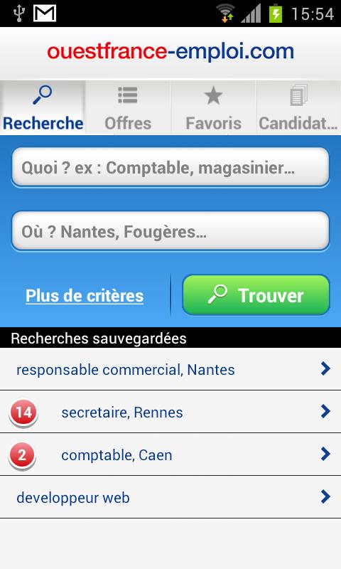 Android application Emploi Ouest-France screenshort