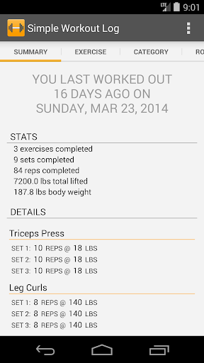 Simple Workout Log