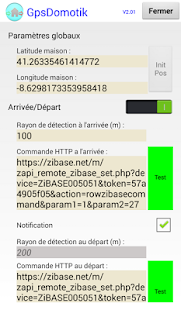 Android application GpsDomotik screenshot
