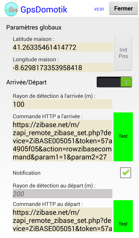 GpsDomotik Screen 1