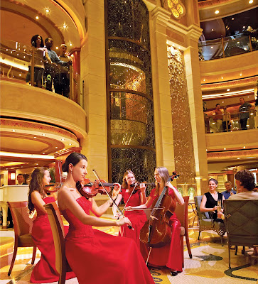 Don't be surprised if a symphony breaks out on your Princess cruise. The piazza-style atrium features live entertainment, spiral staircases and dining and cocktail lounge options.