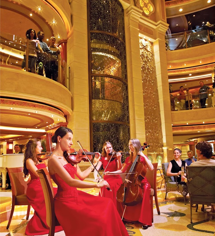 Don't be surprised if a symphony breaks out on your  Princess cruise. The  piazza-style atrium features live entertainment, spiral staircases and dining and cocktail lounge options.