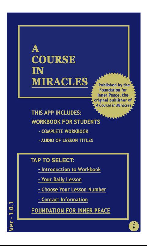 A Course in Miracles: Workbook Screen 1