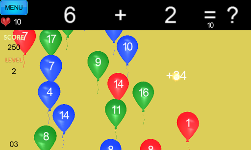 Math Balloons Add