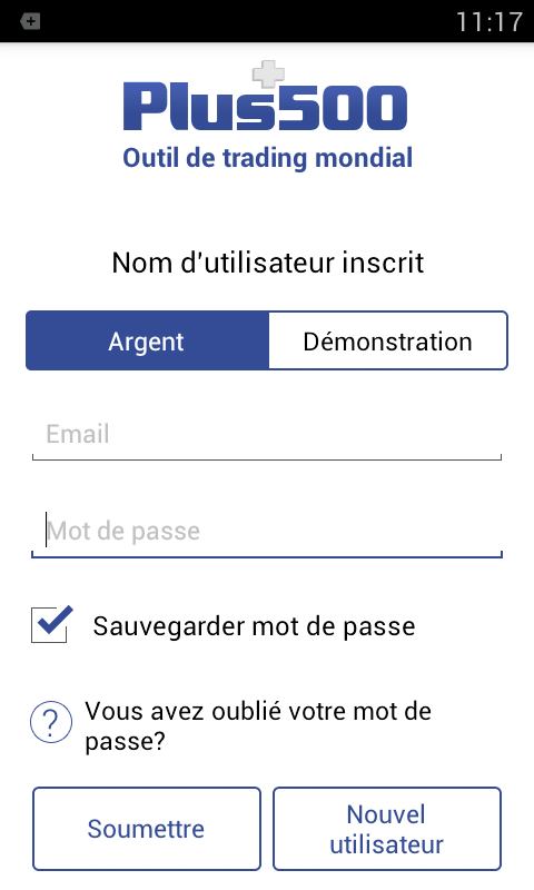 Android application Plus500 Trading screenshort