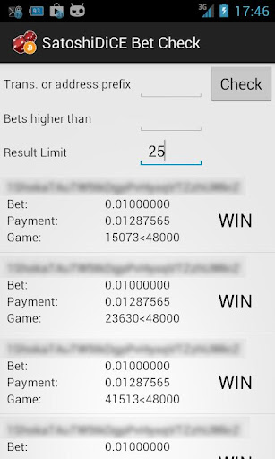 SatoshiDice Bet Check: BitCoin