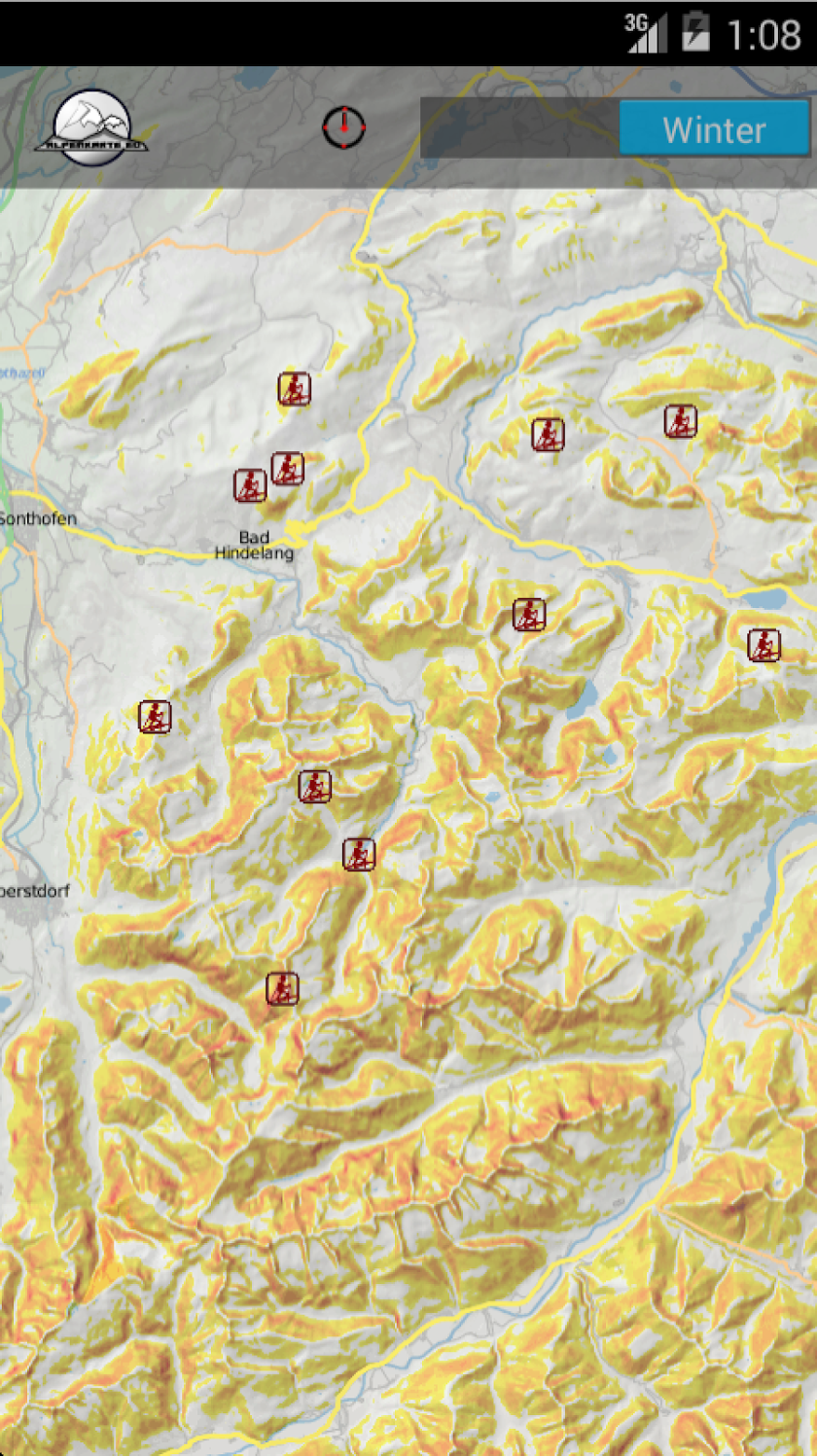 STUBAI ALPS winter sports map Screen 2