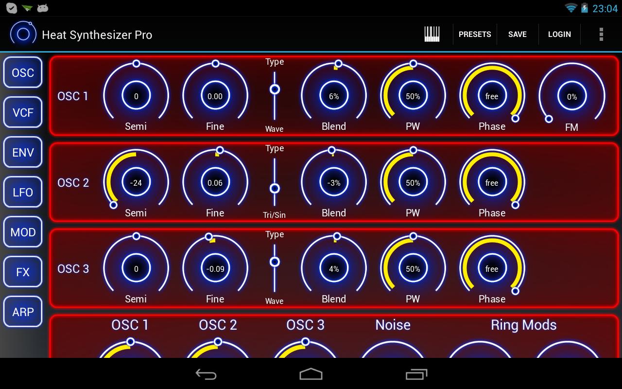Android application Heat Synthesizer Pro screenshort