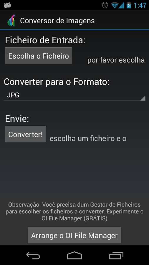 Conversor de Ficheiros - screenshot