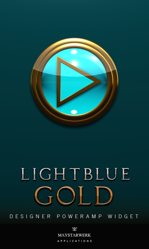 Poweramp Widget Lightblue Gold Screen 3