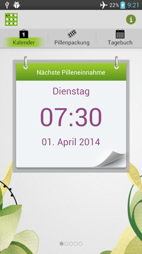 Android application Pillenalarm screenshort