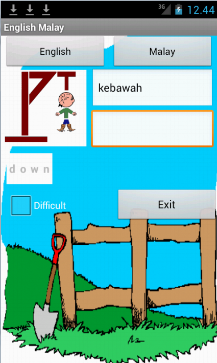 English Malay Hangman Screen 2
