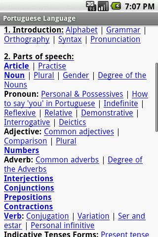 Android application Portuguese Grammar Study Guide screenshort