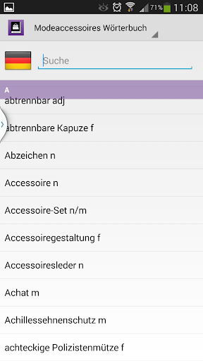 Modeaccessoires-Wörterbuch