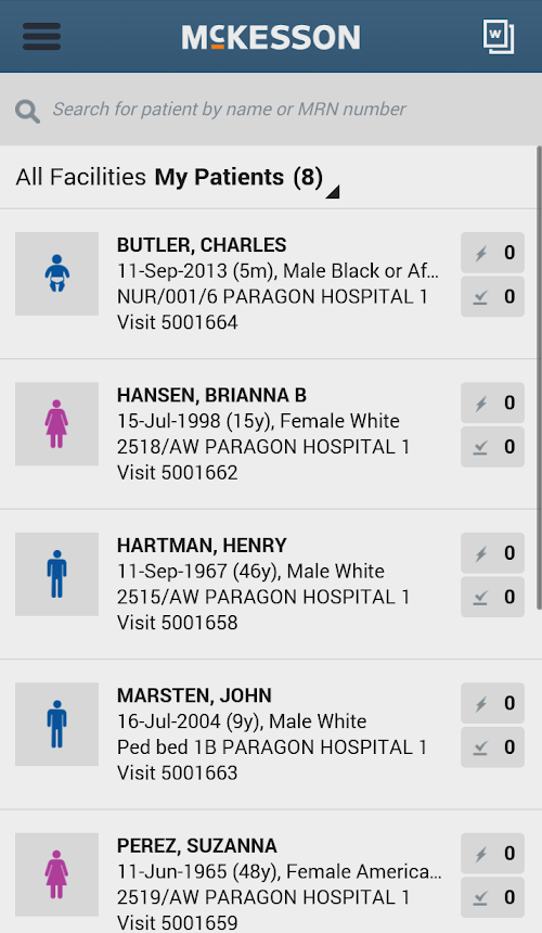 Android application Paragon Clinician Mobile screenshort