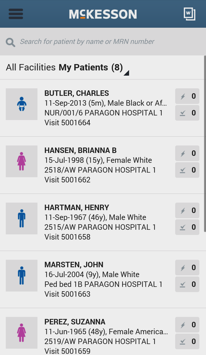 Paragon Clinician Mobile Screen 1