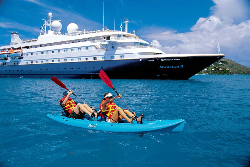 Calm seas make for a perfect kayak outing during a SeaDream II voyage.