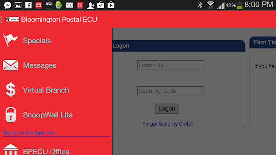 Bloomington Postal ECU App - náhled