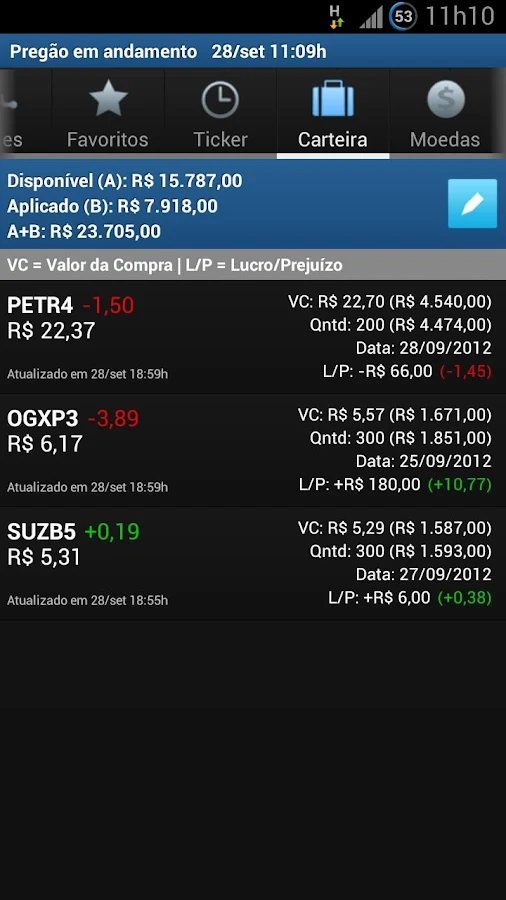 Bolsa de Valores App - screenshot