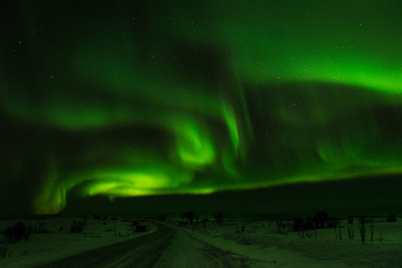 The Northern lights in Norway's Lofoten Islands, captured in 2011. 