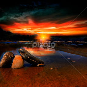 17.37 at sawarna beach by Anthony Bagaskara - Landscapes Waterscapes