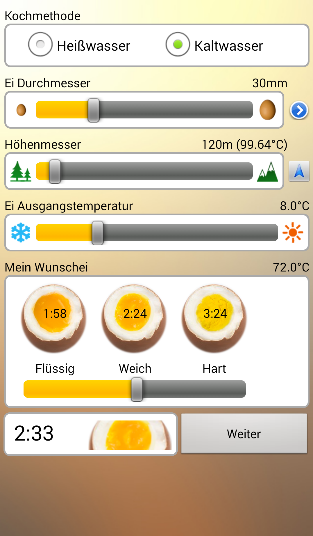 Android application The perfect egg timer screenshort
