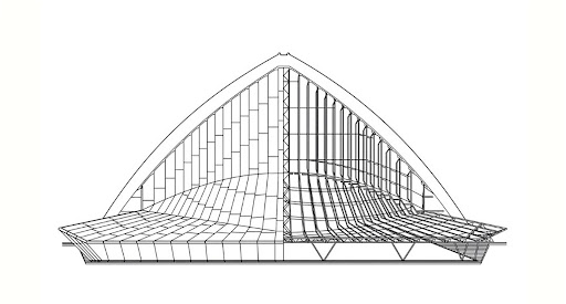 Peter Hall's final design for glass walls of the Sydney Opera House