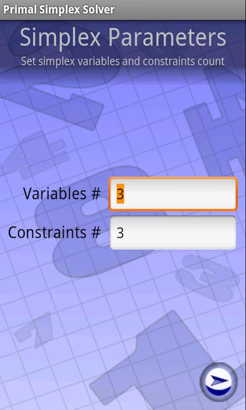 Android application Primal Simplex Solver screenshort