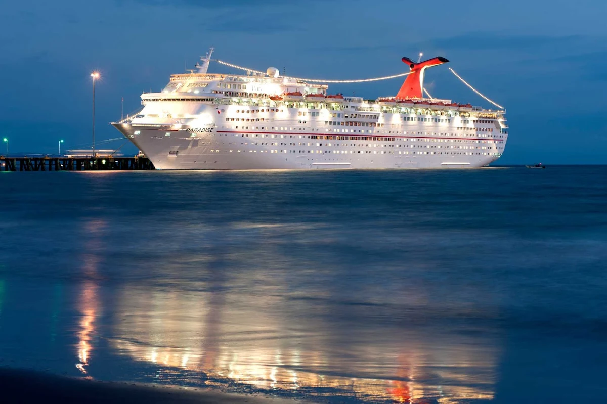 Carnival-Paradise-at-night - Carnival Paradise docked at night. 