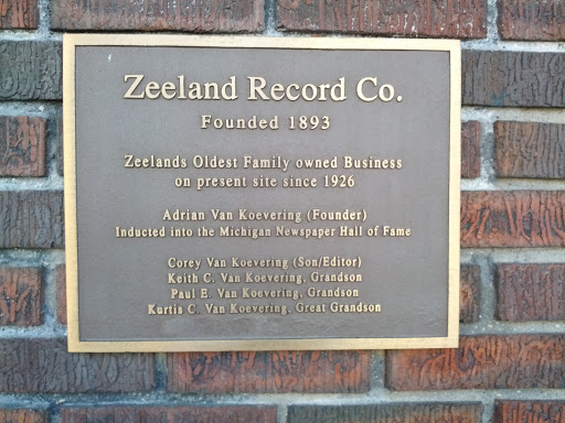 Zeeland Record Company Historic Marker 
