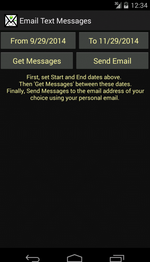 Android application Email my Texts screenshort