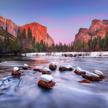 Yosemite Valley at dusk by William Lee -  