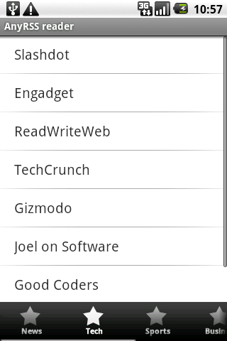 Android application Any RSS reader + widget screenshort
