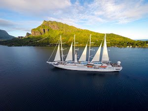 Windstar Cruises' Wind Spirit in Moorea, French Polynesia, 10 miles northwest of Tahiti.