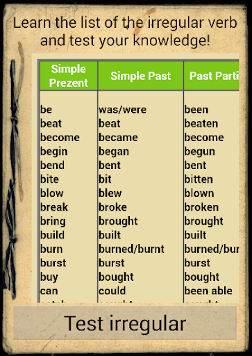 Irregular Verbs Test