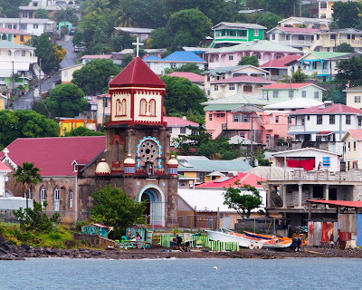 A view from the water in Soufriere, Dominica.
