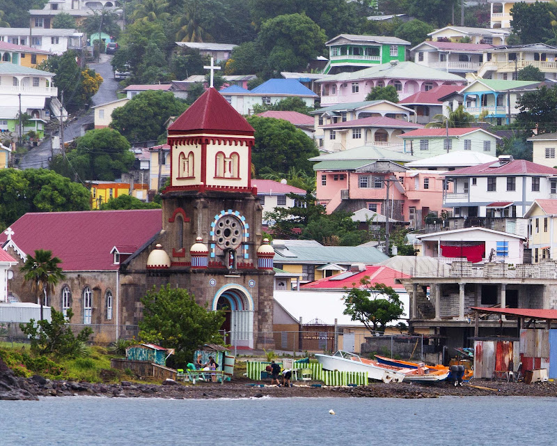 A view from the water in Soufriere, Dominica.