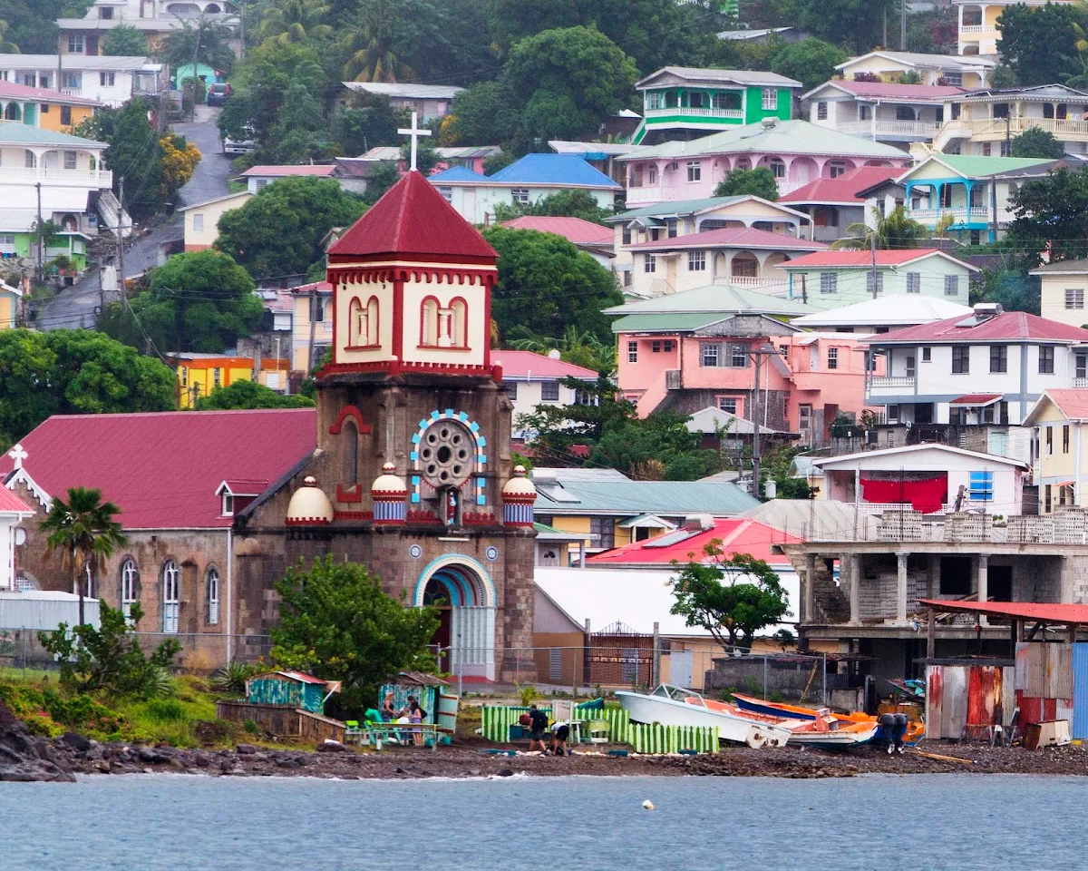 soufriere-dominica - A view from the water in Soufriere, Dominica.