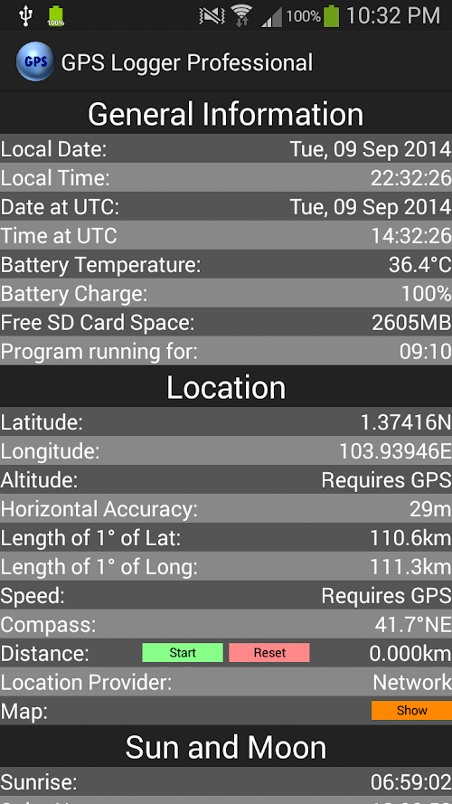 Android application GPS Logger Professional Plus screenshort