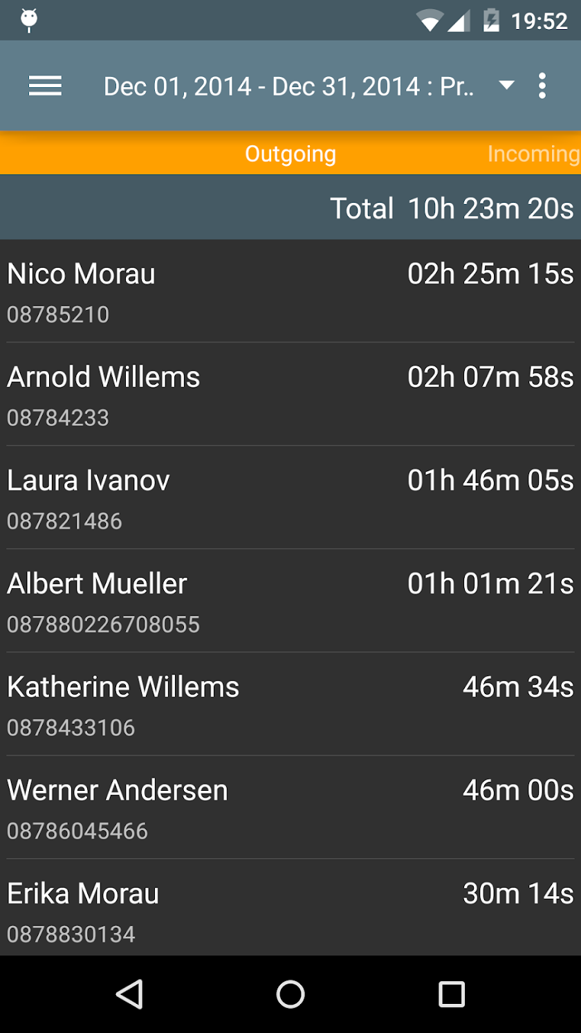 Call Log Screen 1
