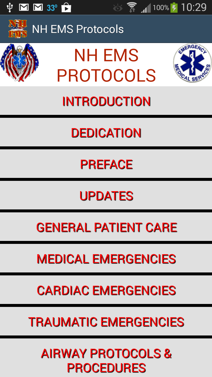 NH EMS Protocols Screen 1