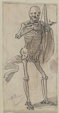 Staand skelet met pijl en boog