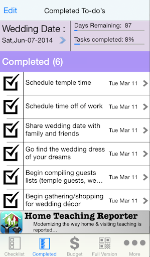 LDS Wedding Checklist