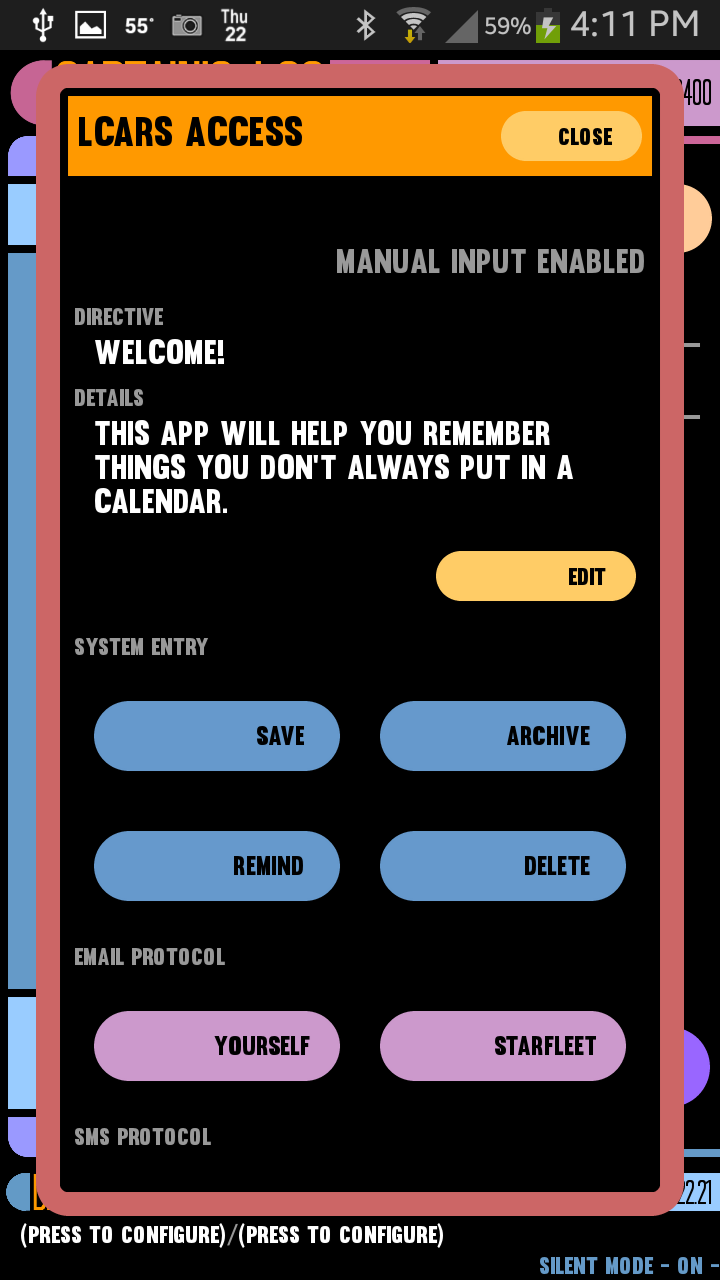 Captains Log / Trek Reminders Screen 2
