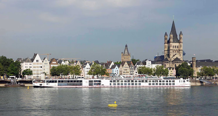 The river cruise ship Viking Rinda in Cologne, Germany.