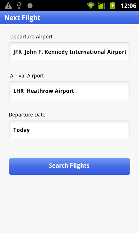 Android application Next Flight screenshort