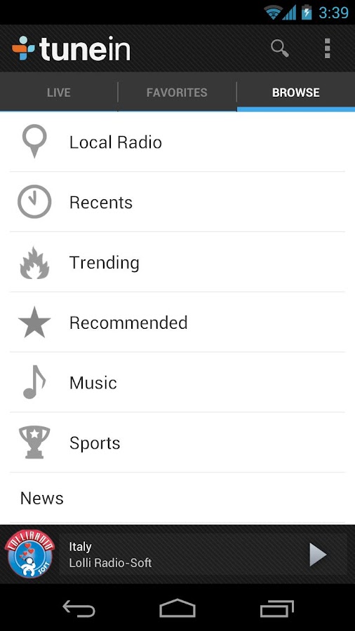TuneIn Radio - screenshot