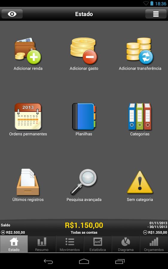 Meu orçamento - screenshot
